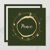 エレガントなモダンピースゴールドスターホリデーカード シーズンカード (正面/裏面)