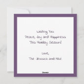 エレガントなモダンピースパープルゴールドスターホリデーカード シーズンカード (裏面)