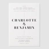 エレガントなモダンブラックウェディング ベラム紙招待状 (正面)