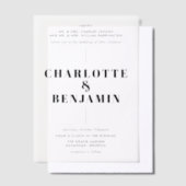 エレガントなモダンブラックウェディング ベラム紙招待状 (オフセット)