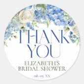 エレガントなモダンブルーアジサイの花の感謝 ラウンドシール (正面)