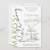 エレガントなモダンマルグとマトリモニー ブライダルシャワー 招待状 (正面)