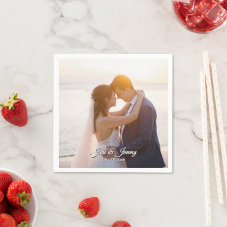 エレガントなモダンロマンティックウェディング招待テーマ スタンダードカクテルナプキン