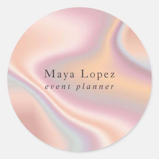 エレガントなモダンローズゴールドのホログラフィックイベントプランナー ラウンドシール (正面)