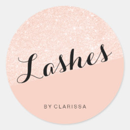 エレガントなモダンローズゴールドグリッター ブラッシュピンクまつげ ラウンドシール