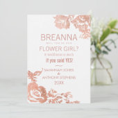エレガントなモダンローズゴールドフラワーガール 招待状 (スタンド正面)