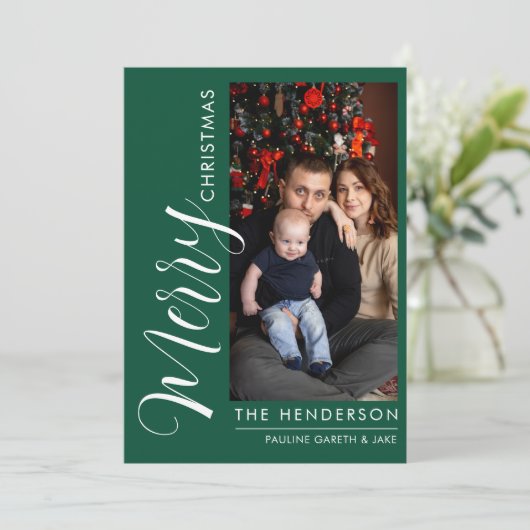 エレガントなモダン写真ホリデーカード| 楽しいクリスマスを! シーズンカード (スタンド正面)