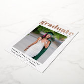 エレガントなモダン卒業写真 ローズゴールド 箔招待状 (回転した状態)