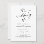 エレガントなモダン手書きブラック＆ホワイトウェディング 招待状 (正面)