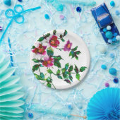 エレガントなモダン水彩の濃いピンクのワイルドフラワーズ ペーパープレート (パーティー)