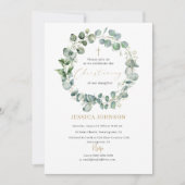 エレガントなモダン水彩洗礼 招待状 (正面)