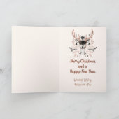 エレガントなモダン水彩画の鹿のクリスマスカード シーズンカード (内部)