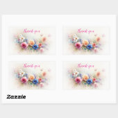 エレガントなモダン水彩花アート ありがとう 長方形シール (シート)