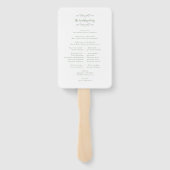 エレガントなモダン結婚式プログラムSage Green ハンドファン (裏面)