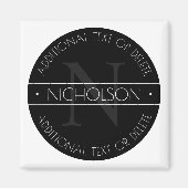 エレガントなモダン編集可能モノグラム ブラック&ホワイト マグネット (正面)