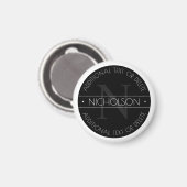 エレガントなモダン編集可能モノグラム ブラック＆ホワイト マグネット (正面/裏面)