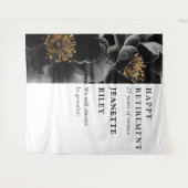 エレガントなモダン花柄 定年退職パーティー 背景 タペストリー (正面(横))