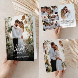 エレガントなモダン8枚写真ウェディング サンキューカード