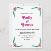 エレガントなモダン グラム サマー フローラル ウェディング 招待状 (正面)