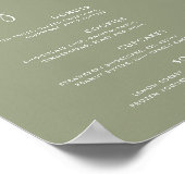 エレガントなモダン サージュグリーン ウェディング デザートバー看板 ポスター (角)