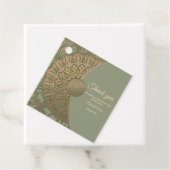 エレガントなモダン セージグリーン&ゴールドのクラシックマンダラ フェイバータグ (インサイチュ)