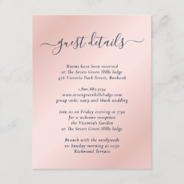 エレガントなモダン ネイビーブルーとブッシュのウェディング詳細 エンクロージャーカード