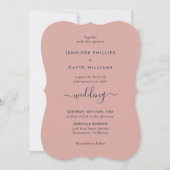 エレガントなモダン ネイビーブルーとブッシュのウェディング 招待状 (正面)