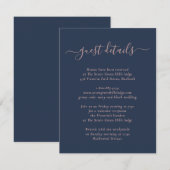 エレガントなモダン ネイビーブルーとブッシュの封入カード エンクロージャーカード (正面/裏面)