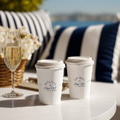 エレガントなモダン ネイビーブルーの花嫁おとぎ会 紙コップ