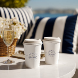 エレガントなモダン ネイビーブルーの花嫁おめでとうパーティー 紙コップ
