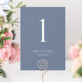 エレガントなモダン ネイビーブルー ウェディング テーブル ナンバー