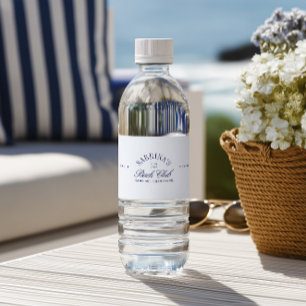 エレガントなモダン ネイビーブルー ブライズメイド ペットボトルラベル