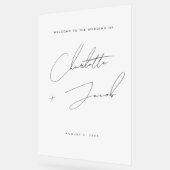 エレガントなモダン ネーム スクリプト ウェルカム フロステッド ウェディング アクリルサイン (傾斜)