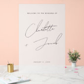 エレガントなモダン ネーム スクリプト ウェルカム フロステッド ウェディング アクリルサイン (ウェディング)