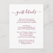 エレガントなモダン バーガンディーの結婚式の詳細 エンクロージャーカード (正面)