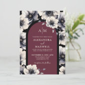 エレガントなモダン バーガンディ フローラル ウェディング 招待状 (スタンド正面)