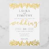 エレガントなモダン フラワー ウェディング フォイル インビテーション 箔招待状 (正面)