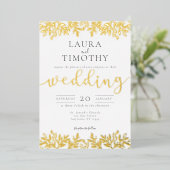 エレガントなモダン フラワー ウェディング フォイル インビテーション 箔招待状 (立ち正面)