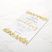 エレガントなモダン フラワー ウェディング フォイル インビテーション 箔招待状 (回転した状態)