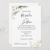 エレガントなモダン フラワー ウェディング 招待状 (正面/裏面)