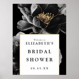 エレガントなモダン フラワー ブライダル シャワー ウェルカム サイン