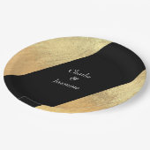 エレガントなモダン ブラック＆ゴールド フォイル ウェディング ペーパープレート (アングル)