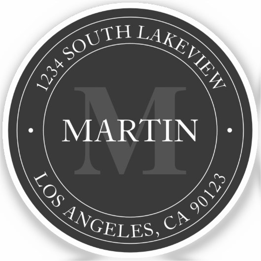 エレガントなモダン ブラック ホワイト & グレー シール (正面)