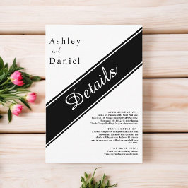 エレガントなモダン ブラック＆ホワイト デリケート ウェディング エンクロージャーカード