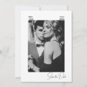 エレガントなモダン ブラック＆ホワイト 現代のウェディング セーブザデート (正面)