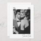 エレガントなモダン ブラック＆ホワイト 現代のウェディング セーブザデート (正面/裏面)