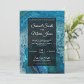 エレガントなモダン ブルーアゲート 結婚式招待状 招待状 (スタンド正面)