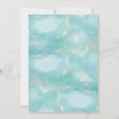 エレガントなモダン ブルー ウォーターカラー ゴールド ウェディング セーブザデート (裏面)