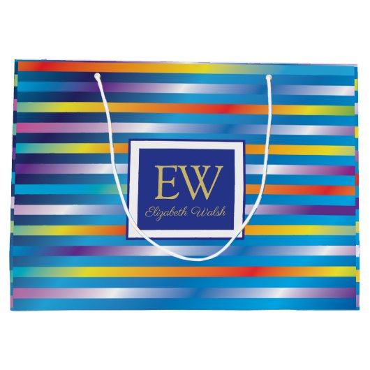 エレガントなモダン ミニマリスト グラデーション ライン デザイン ラージペーパーバッグ (裏面)