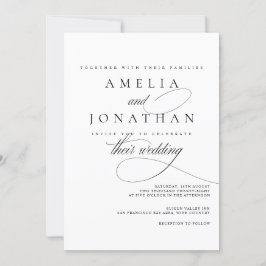 エレガントなモダン ミニマル スクリプト 結婚式招待状 招待状